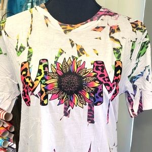 Leopard multi color mom graphic tee
